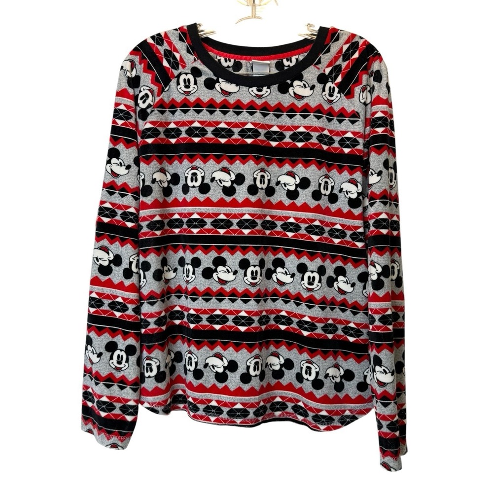 Disney Mickey‎ Mouse Fleece 2 Piece Long Sleeve Pajamas Womens L 12/14 - Picture 6 of 9